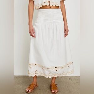 Rails - Sol Embroidered Cotton Maxi Skirt in white, Size S